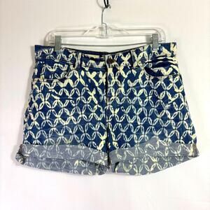 Pilcro and the Letterpress Blue and White Patterned Jean Shorts Size 29 WW0945